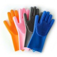 Hot Sale Eco-Friendly Heat-resistant Household Kitchen Dishes Cleaning Scrubber Silicone Dishwashing Gloves