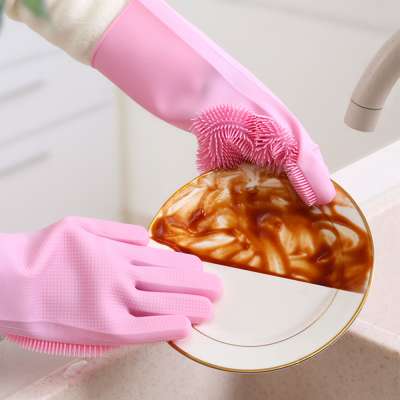 TIK TOK same gloves silicone dishwashing gloves winter cooking dishes washing vegetables gloves to protect hands