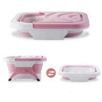 Portable Folding Foot Spa pail Bath Plastic Foldable Foot Massage Soaking Bucket With 4 Massage Roller